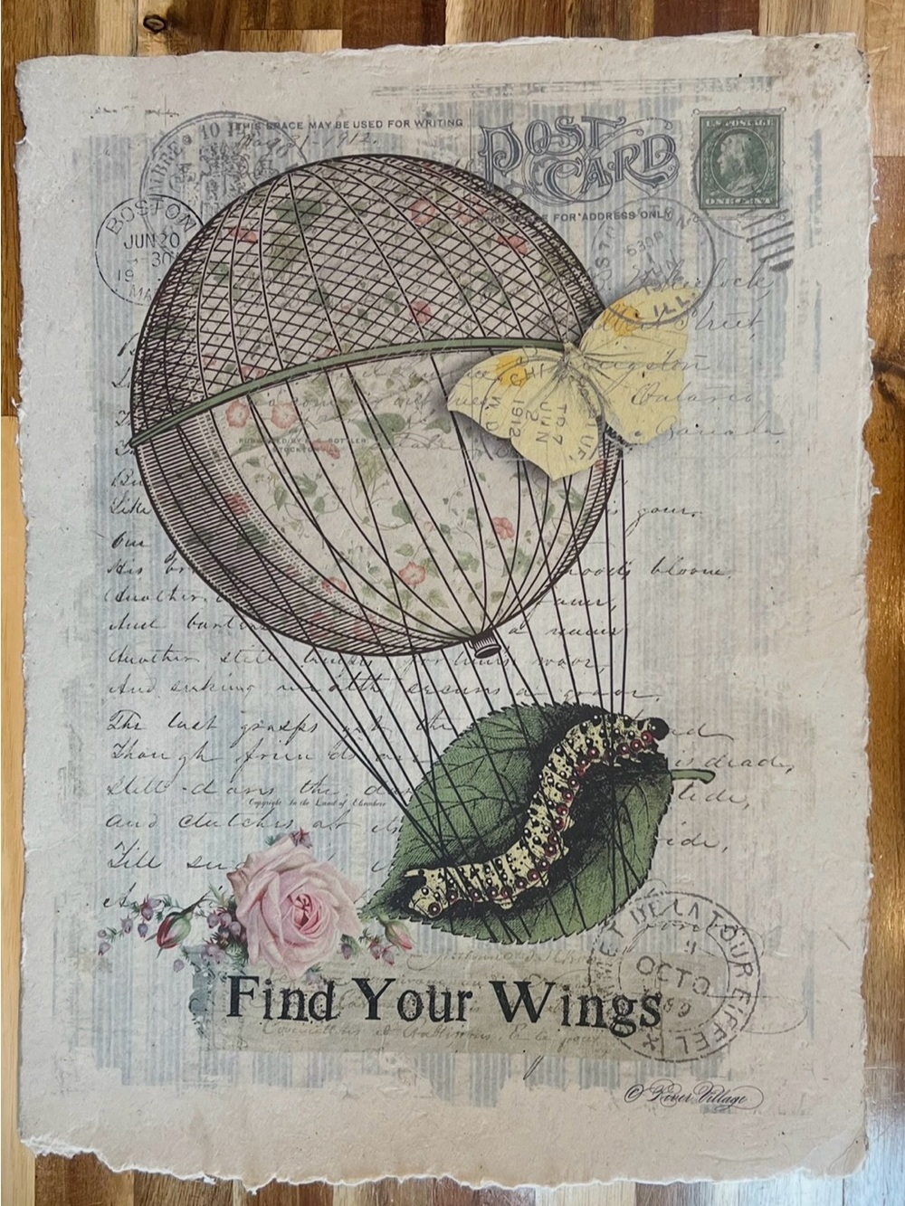 Artisan Find Your Wings Handmade Paper Print